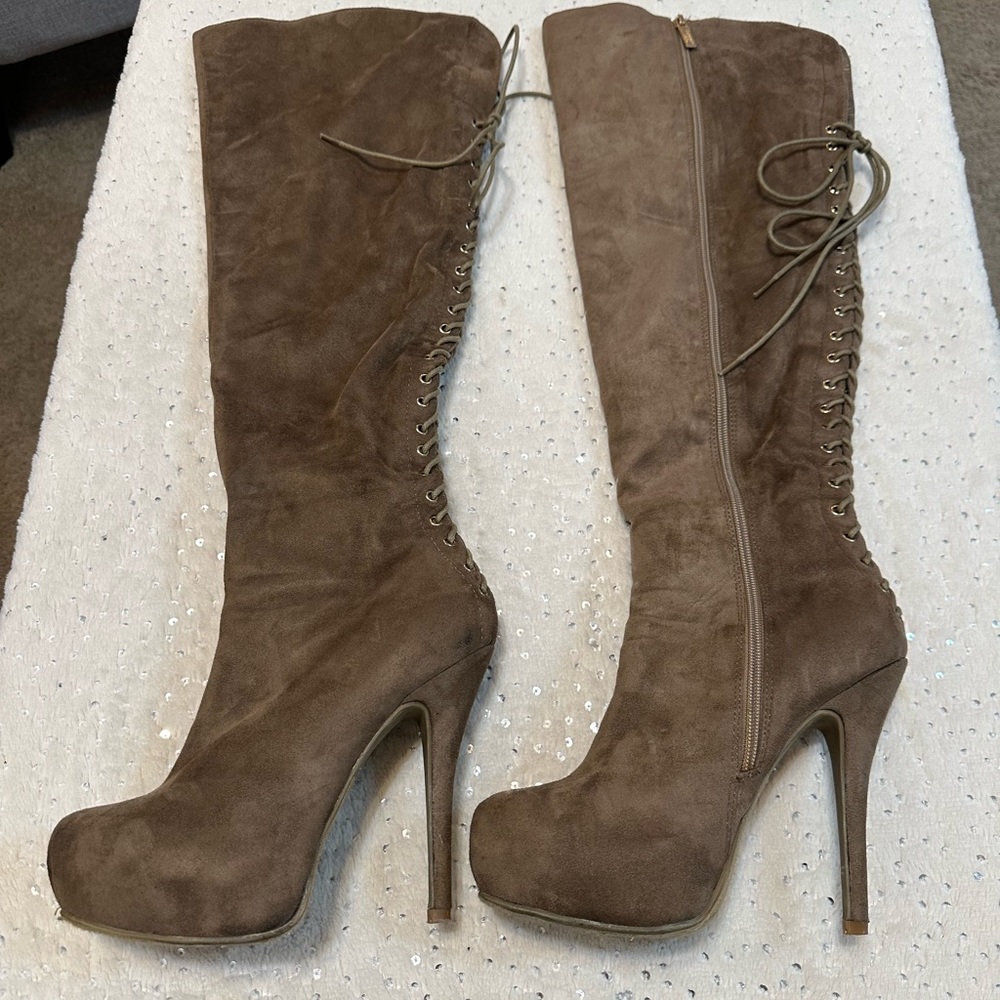 DbDk Fashion Taupe Over the Knee Boot